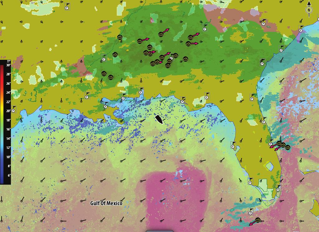 Sombreados de color de las precipitaciones Barra de coloreado SST