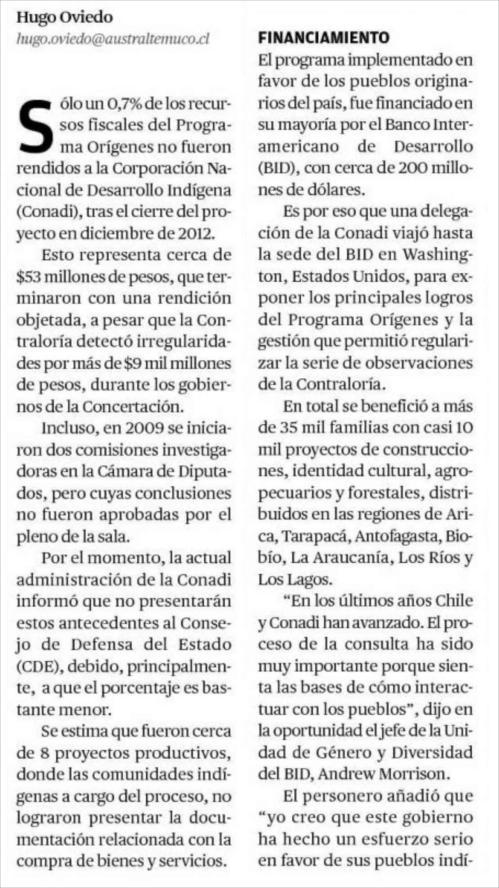 05-08-2013 AUSTRAL DE LA ARAUCANIA - TEMUCO-CHILE 5 4 SOLO UN 0,7%