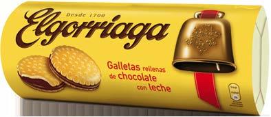 Elgorriaga La Campana 60 Gr 483 kcal 71 gr S 19 gr 14 gr 0,45 gr Harina de trigo, crema de chocolate 30% (azúcar, grasa