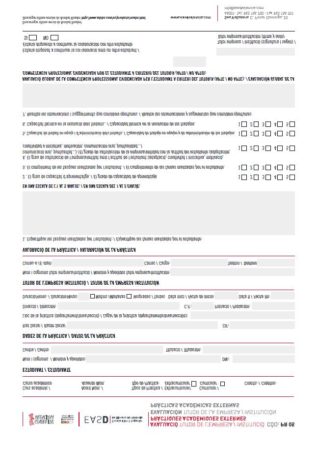 Anexo 8: PR05 Evaluación Tutor Empresa Procedimiento del SGIC de la Escola d