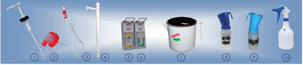 pre-milking cup (7) Para una fácil inspección de la antes del ordeño calgonit dipp-cup (8) El vaso sin retorno evita el retorno a la solución de inmersión.