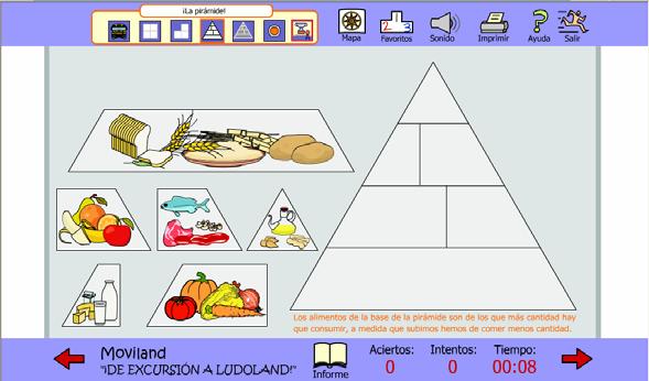6.3.- La pirámide! Título: La pirámide! Objetivos didácticos: - Identificar las diferentes cantidades de alimentos a ingerir diariamente.