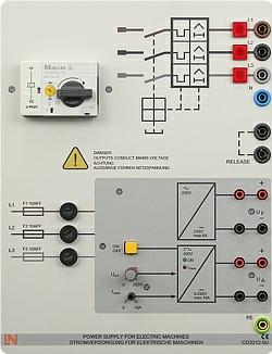 51 Alimentación de corriente para máquinas eléctricas CO3212-5U 1 Fuente de alimentación de tensión de red para corriente continua, alterna y trifásica, y para excitación de máquinas síncronas.
