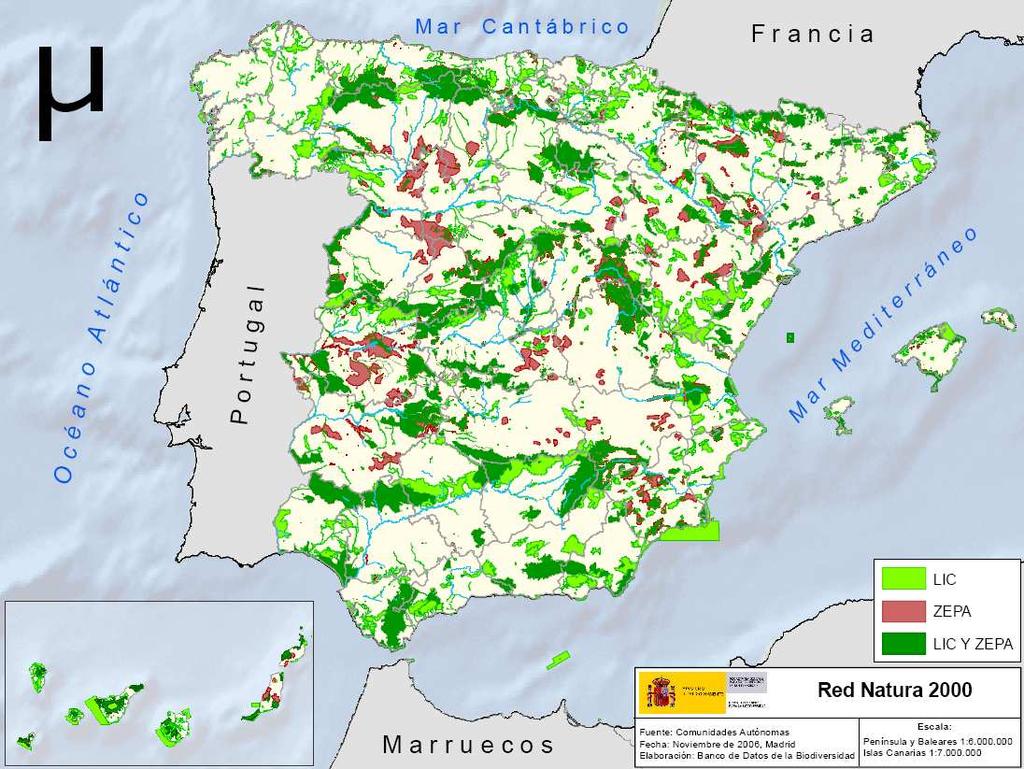 Natura 2000 en España Madrid: 39,9 %