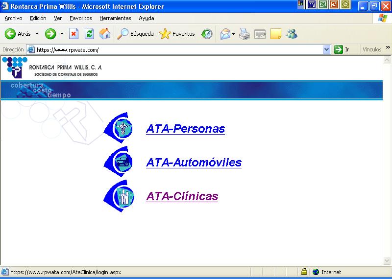 Aparecerán tres opciones ATA-Personas, ATA-Automóviles y ATA-Clínicas, seleccionar con doble clic sobre