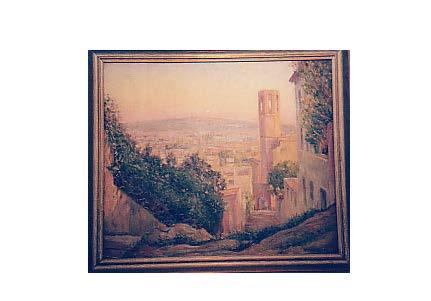 Paisaje Urbano: Pedralbes, firma ángulo inferior derecho, circa 1940, 49,5x 61cm, óleo sobre tabla.