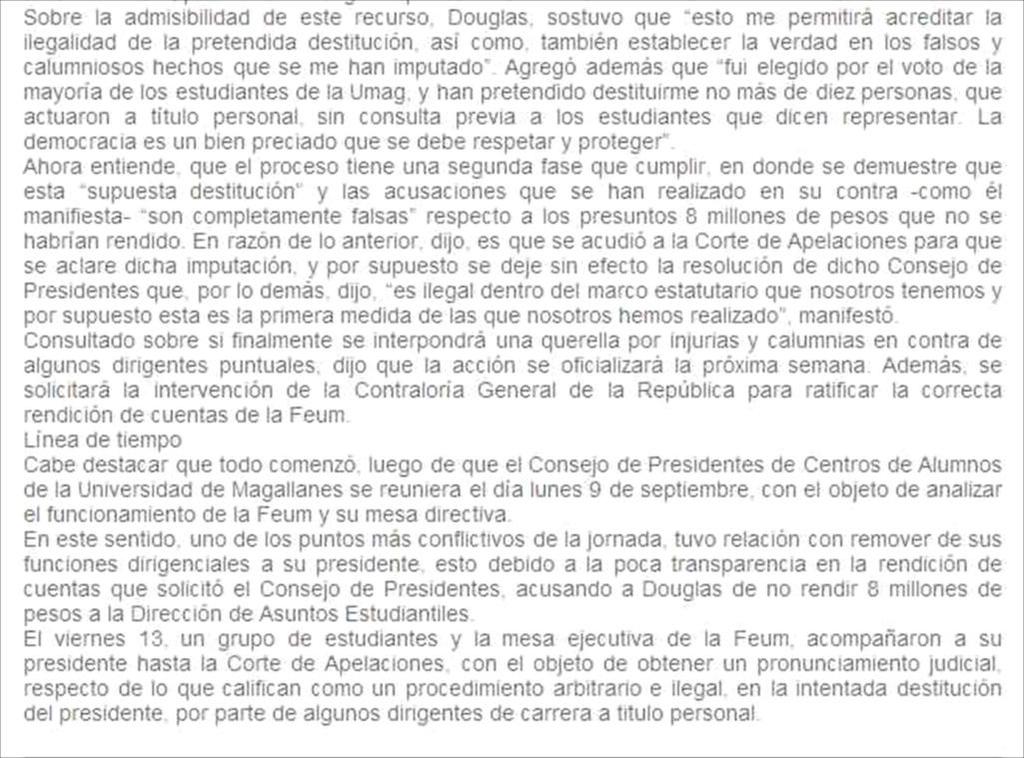 24-09-2013 LA PRENSA AUSTRAL ONLINE (PUNTA ARENAS - CHILE) 4 3 CORTE DE APELACIONES DECLARO