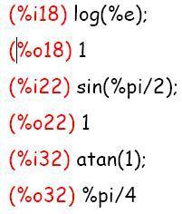 4 BREVE INTRODUCCIÓN A MAXIMA Estas son algunas de las funciones que están definidas en el programa: sqrt(x) raíz cuadrada n!
