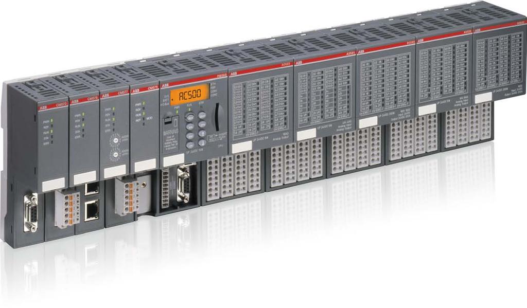 Plataforma de automatización AC500 Flexibilidad y escalabilidad Hasta cuatro módulos de comunicación Hasta diez módulos de E/S incluyendo módulos de la gama AC500-eCo CPU AC500: Funcionalidad