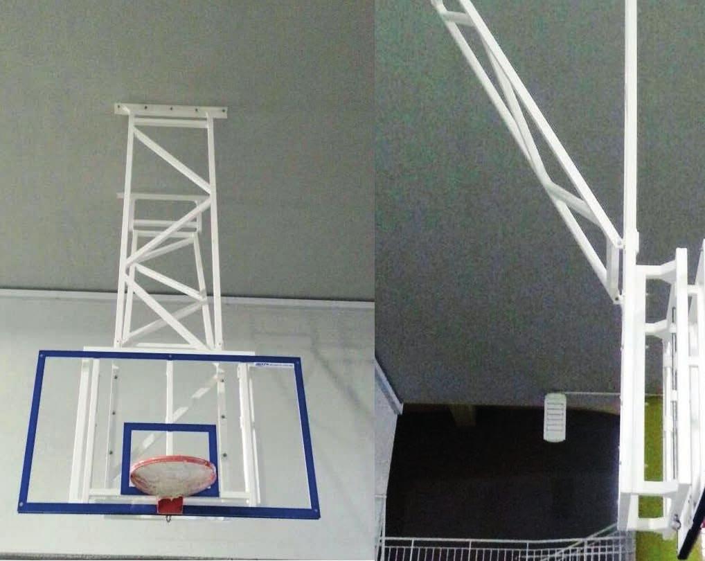Tablero de Baloncesto para Instalar en el Techo (Fijo) Referencia: 100159 El tablero de baloncesto no plegable para instalar en el techo está hecho de aluminio.