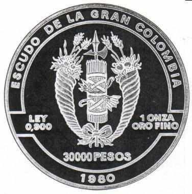 Moneda de oro en homenaje al Libertador Simón Bolívar, 1980 De igual forma, este motivo quedó grabado en una hermosa medalla que la Unión de Jóvenes Filatelistas y Numismáticos de Colombia mandó a