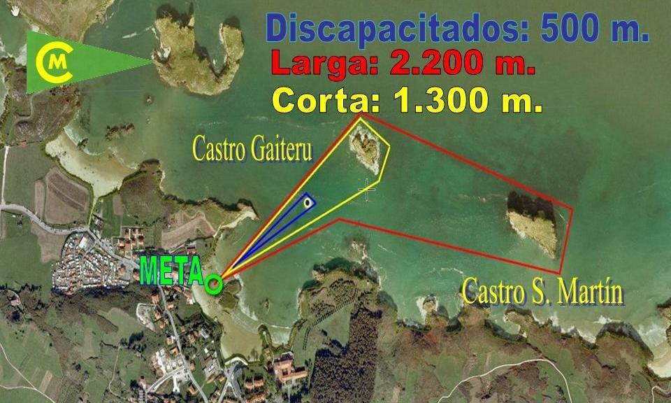 PRUEBA CORTA: 7 Salida como en la prueba larga hasta la isla de Castro Gaitero, rodeando la misma y volviendo por detrás con finalización en el lugar de salida.