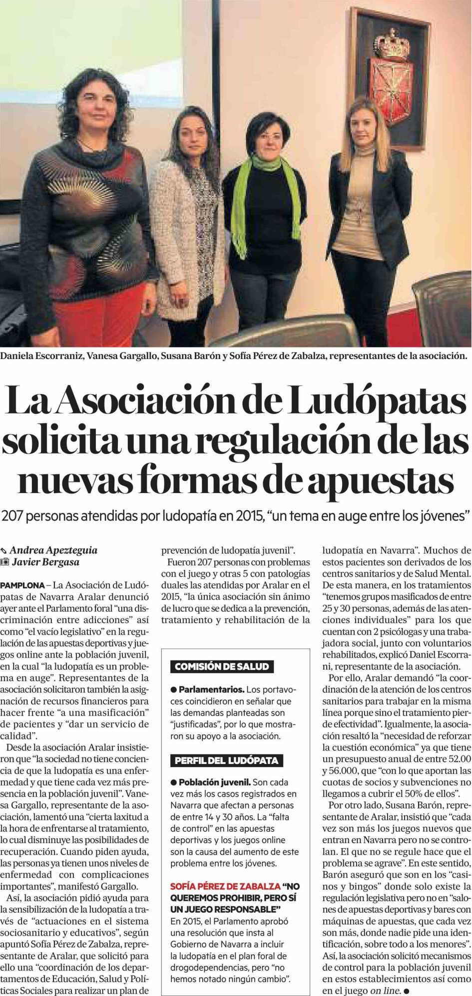Diario de noticias Navarra 17/02/16 Prensa: Diaria Tirada: 17.258 Ejemplares Difusión: 13.153 Ejemplares Página: 10 Sección: LOCAL Valor: 3.