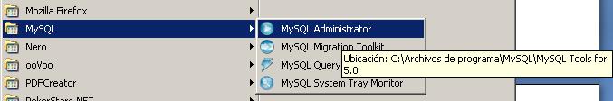 Este proceso en MySQL es realizado por MySQL administrator por