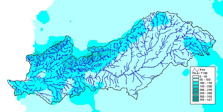 media - precipitación Cuenca del Tajo: modelo digital