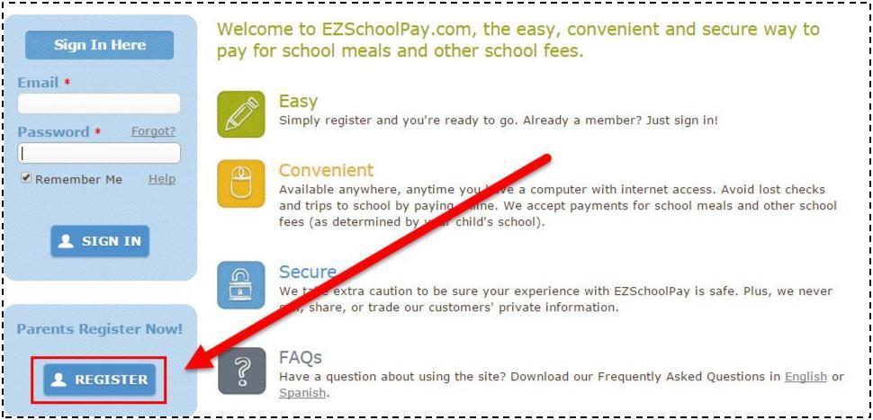 Este documento describe el uso básico de la página web www.ezschoolpay.com.