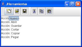 COMPONENTES AVANZADOS Barra de Herramientas: Las barras de herramientas se crean mediante la clase JToolBar.