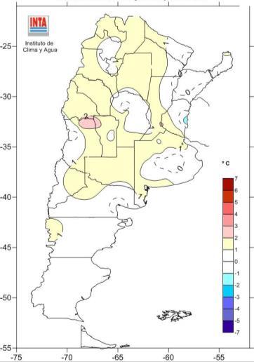 Análisis de la temperatura mínima media mensual: octubre de 2013 L a temperatura mínima media más alta en octubre se registró en Orán con un valor de 19.