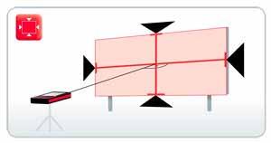 Medición de grosor, altura y superficie El objeto se mide con ángulos rectos. El objeto se visualiza en la pantalla y en ella puede indicar la dimensión necesaria con las flechas.