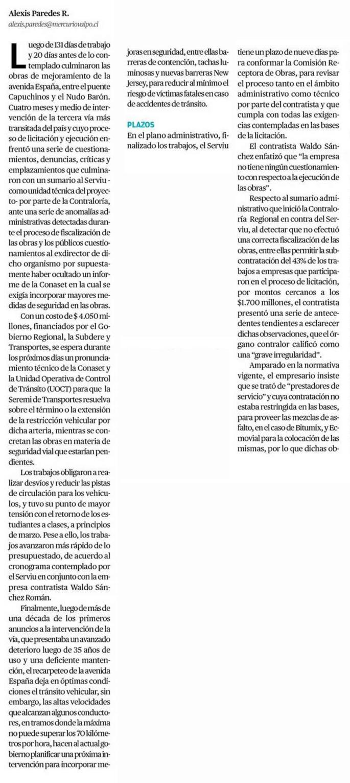 El Mercurio de Valparaíso 4 4 Finalizan obras de la Av.