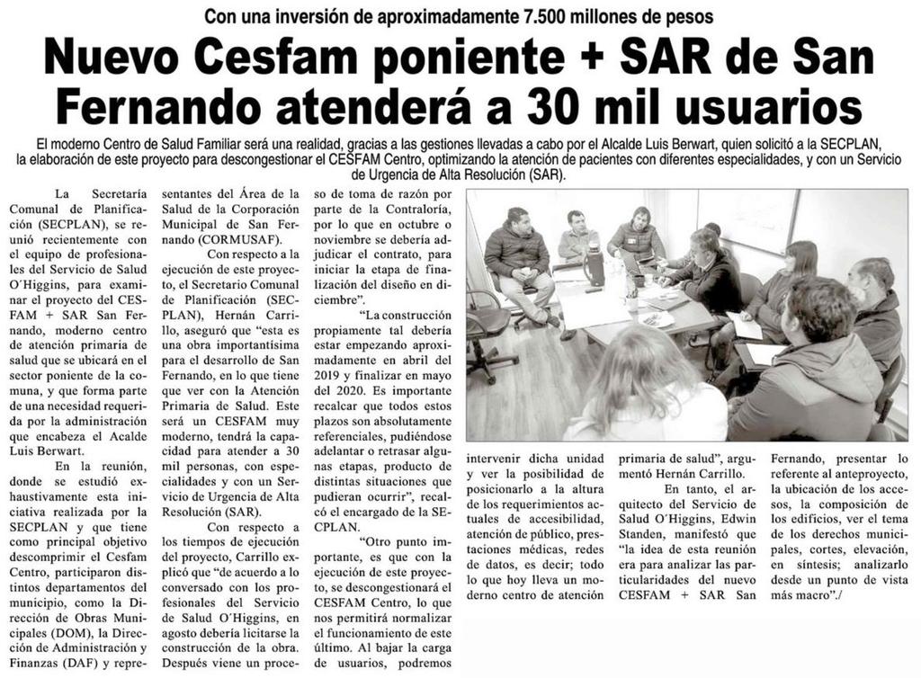27-06- Diario VI Región 3 2 Nuevo Cesfam poniente + SAR de