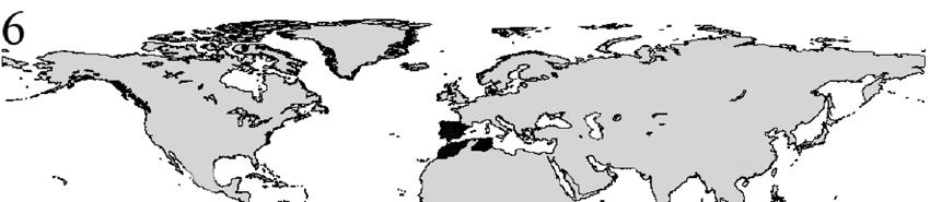 7: Elemento etiópico Anax imperator Leach, 1815. (Datos extraídos de: Corbet et al., 1960; Askew, 2004; Dijkstra & Lewington, 2006. Mapa base: Olson et al., 2001).