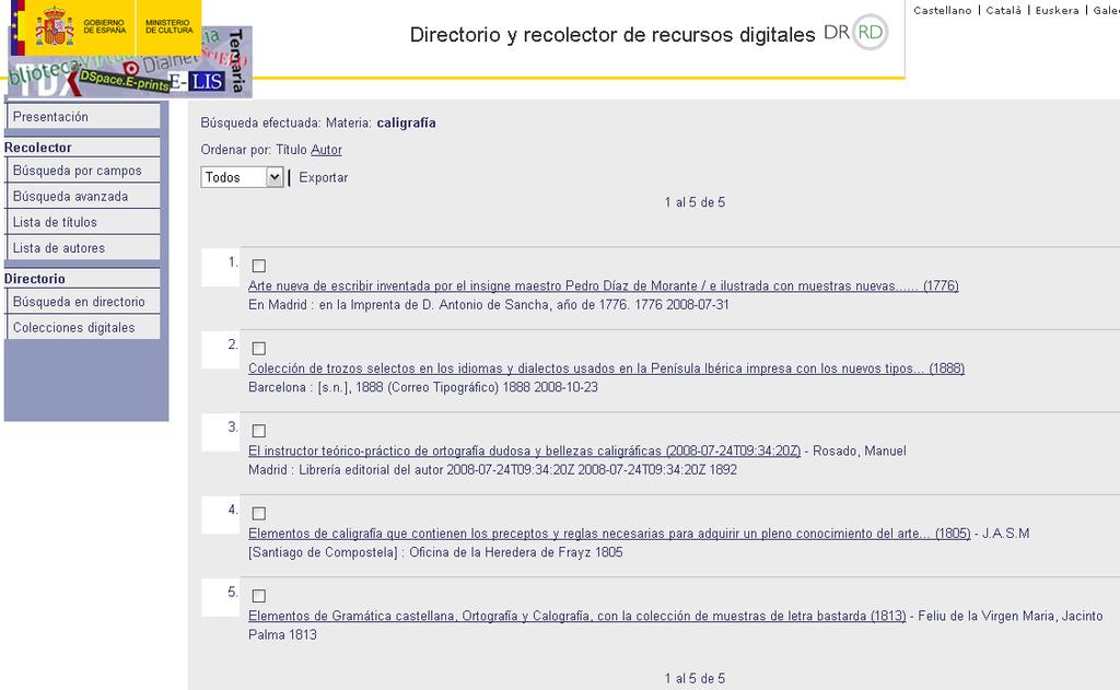 5.0 VISIBILIDAD Memoria Digital Vasca Arias Montano Biblioteca