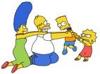 Oso parregarriak zarete: Homer, Bart, Marge, Lisa eta Maggie.