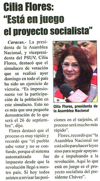 Cilia Flores: "Está en juego el proyecto