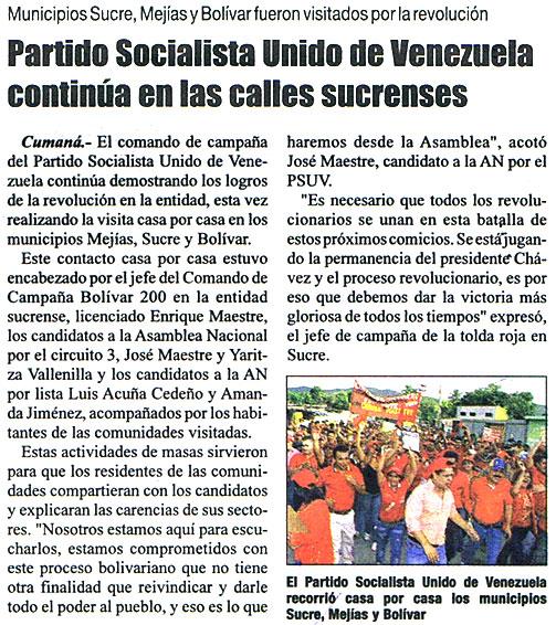 Partido Socialista Unido de Venezuela continúa en