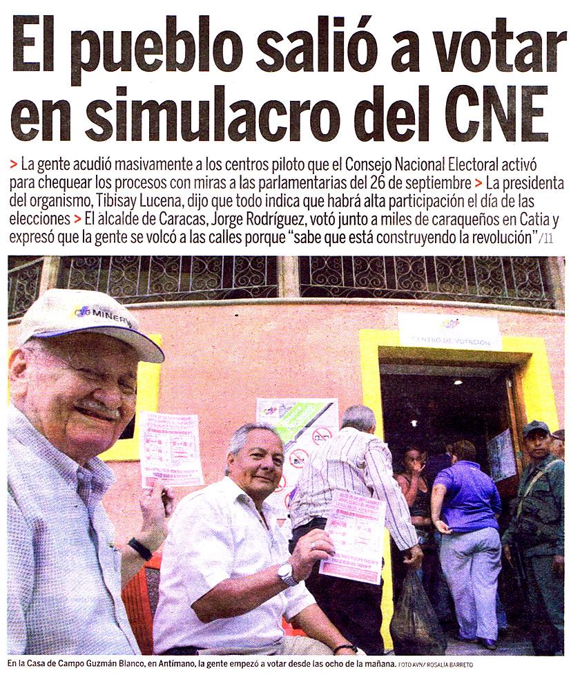 El Pueblo salió a votar en simulacro del CNE