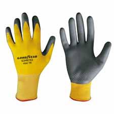 Stretched palm and ventilated reverse-side. Very stretchy and comfortable. Optimal grip. Avoid prolonged contact with oils, greases, petrol or suchlike. Yellow/grey colour. Sizes: 8-9-10. Cat.