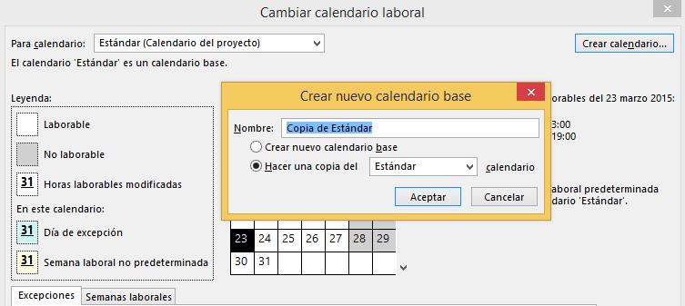Calendarios Crear un Calendario " Para comenzar con un calendario predeterminado, click en Crear calendario.