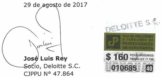 Otro asunto Las normas y criterios mencionados en el párrafo de Conclusión constituyen las normas contables legales vigentes en la República Oriental del Uruguay para la presentación de los estados