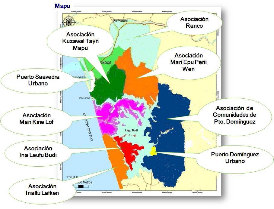 Figura N 1: Mapa Zonificación territorial, comprende organizaciones territoriales y funcionales comuna de Saavedra Fuente: Ilustre Municipalidad de Saavedra.