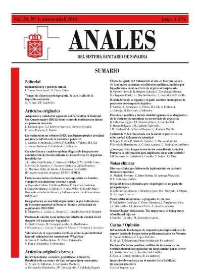 Revistas (no incluidas en el boletín de sumarios) Anales del Sistema Sanitario de Navarra.