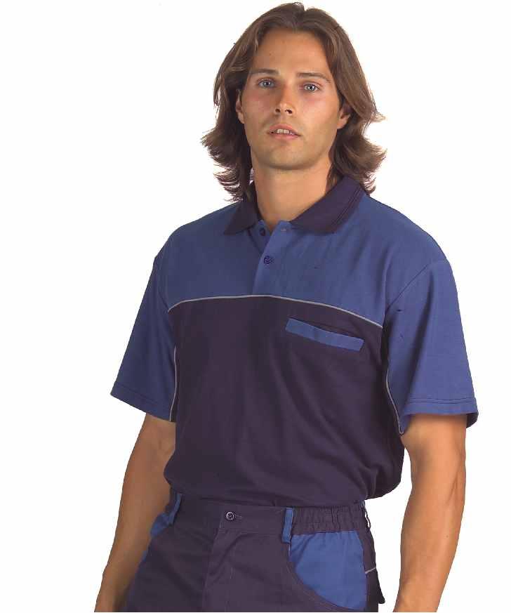 POLO WF1855 Short-sleeved, one chest pocket, contrast shoulder part, high visibility