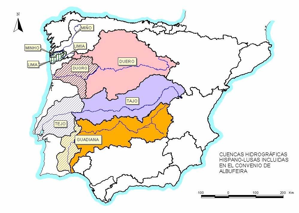 Cuencas Hidrográficas Hispano-Lusas incluidas en el Convenio de Albufeira Como novedad de este convenio, España adquiría el compromiso de proporcionar a Portugal unas aportaciones mínimas anuales en