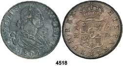 Lima. IJ. 8 reales. (Cal. 653). 26,47 g. Limpiada. (BC). Est. 25.............. 15, F 4521 1804. Lima. JP. 8 reales. (Cal. 661). 27,40 g.