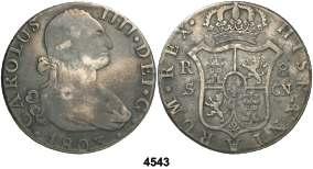 Resellos orientales. BC+/MBC-. Est. 30... 20, F 4543 1803. Sevilla. CN. 8 reales. (Cal. 778). 24,02 g. Limpiada. BC+. Est. 75............ 50, F 4544 1793. Madrid. MF. 1 escudo. (Cal. 492). 3,35 g.