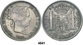 Madrid. 2 escudos. (Cal. 204). 25,79 g. Limpiada. Golpecitos. (MBC-). Est. 60..... 40, F 4643 1867. Madrid. 2 escudos. (Cal. 204). 25,79 g. Golpecitos. MBC/MBC+.