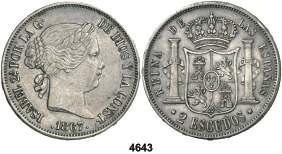 Madrid. 40 reales. (Cal. 102). 3,32 g. Sirvió como joya. Escasa. (BC+). Est. 250.... 150, F 4646 1861. Madrid.