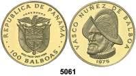 Franklin Mint. 75 balboas. (Fr. 6) (Kr. 55). 10,60 g. AU. 75º Aniversario de la Independencia. En expositor oficial. Proof. Est. 300...................... 225, F 5060 1975. 100 balboas. (Fr. 1) (Kr.
