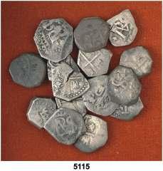 Lote de 4 monedas de 1/2 real: 2 de Felipe V y 2 de Fernando VI. A examinar. BC/MBC-. Est. 60.................................... 40, 5118 1800 a 1808. Carlos IV. Lima y México. 8 reales.