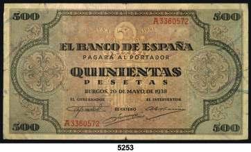 F 5253 1938. Burgos. 500 pesetas. (Ed. D34). 20 de mayo. Raro. MBC-. Est. 150........... 90, F 5254 1938.