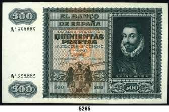 5268 5264 1940. 100 pesetas. (Ed. D39a). 9 de enero, Colón. Serie G. MBC-. Est. 20.......... 12, F 5265 1940. 500 pesetas. (Ed. D40).