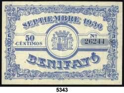 12 de octubre, Colón. Trío correlativo, serie 9A. S/C. Est. 200................................................ 120, 5336 Lote de 9 billetes españoles, algunos sin serie.