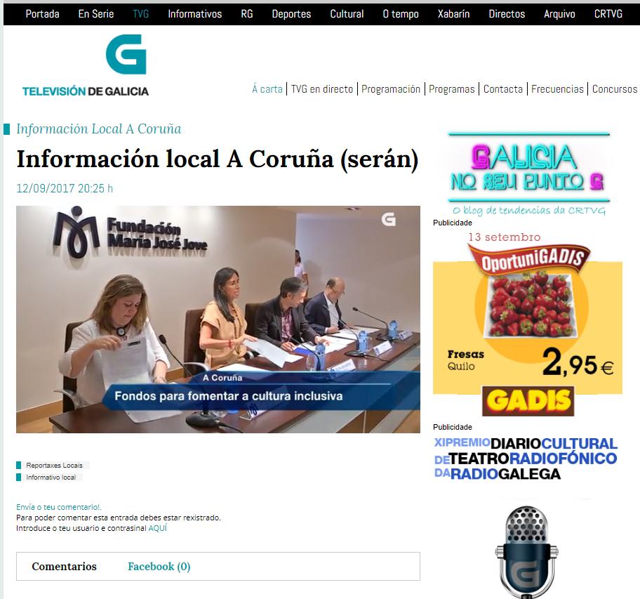 CADENA: TVG PROGRAMA: Información local A Coruña FECHA: 12 de septiembre de 2017 HORA: 20.