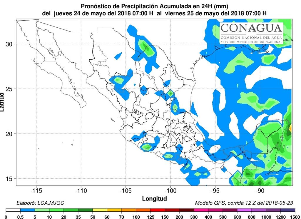 Lámina nacional acumulada registrada* de precipitación del 1 de enero al 22 de mayo del 2018 = 113.2 mm Lámina climatológica de lluvias acumuladas del 1 de enero al 22 de mayo del 2018 = 98.