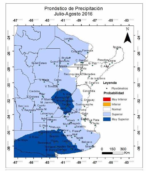 Continuación Pronóstico estacional de precipitación Pronóstico para: Jul-Ago-Sep Actualizado: 13 Jun Fuente: Centro Regional sobre el clima para el Sur de América del Sur (CRC-SAS).